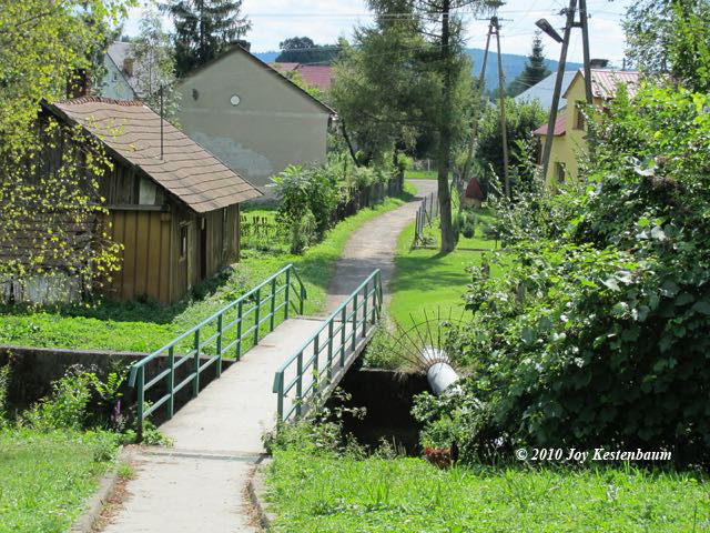 View in
                        Krzywcza with walkway and wooden houses
