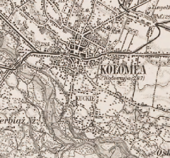 1912 map of
                      Kolomea and region