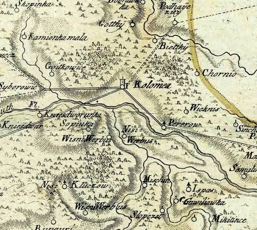 detail of 1790 Stanslawow map showing
                      Kolomea