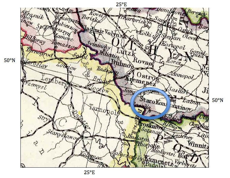 Approximate
                location of Belozerka -1908 map