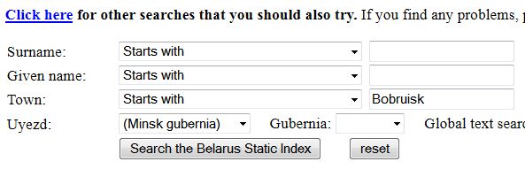 Static Belarus database search form