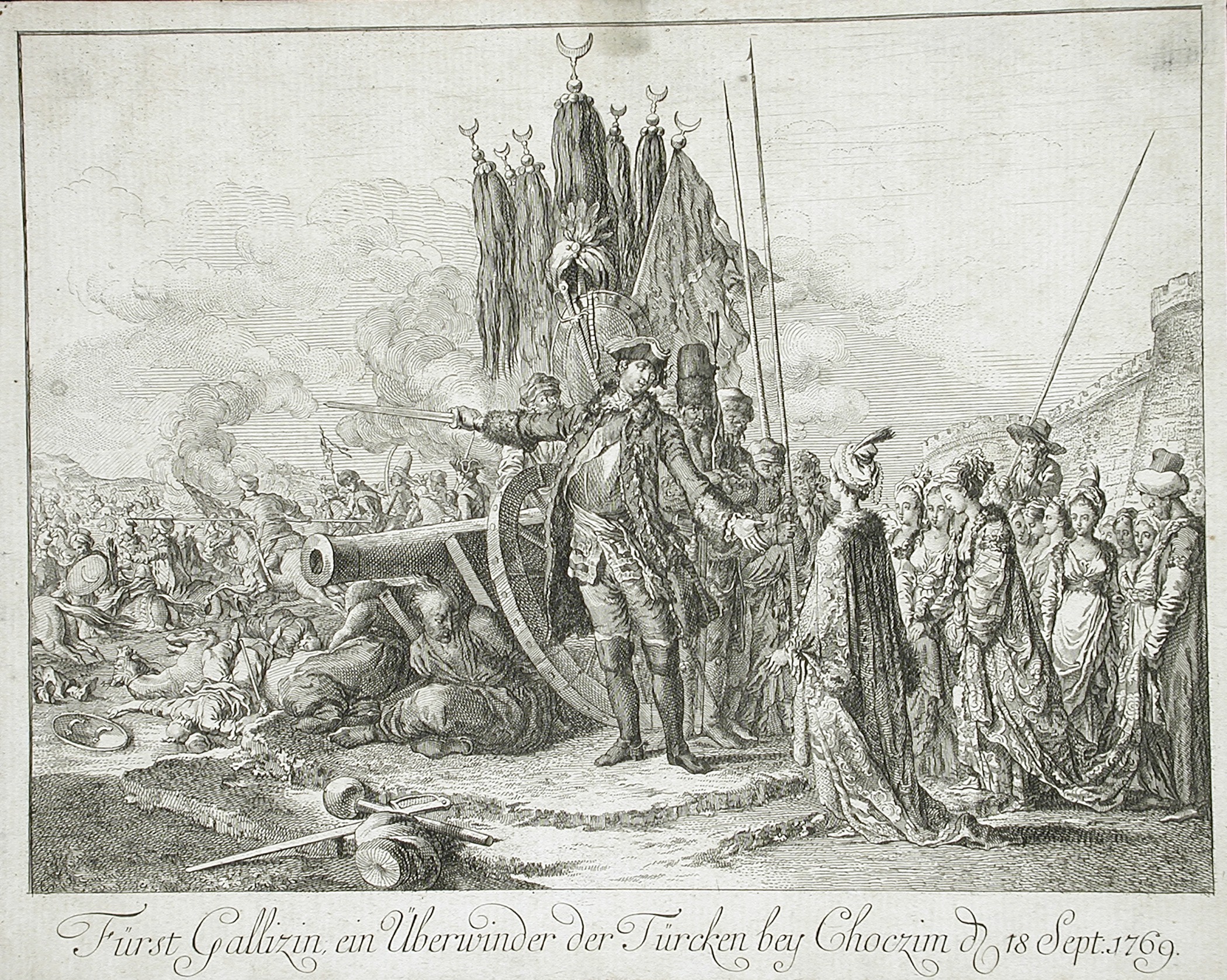 Etching of the 1769 battle near Khotyn