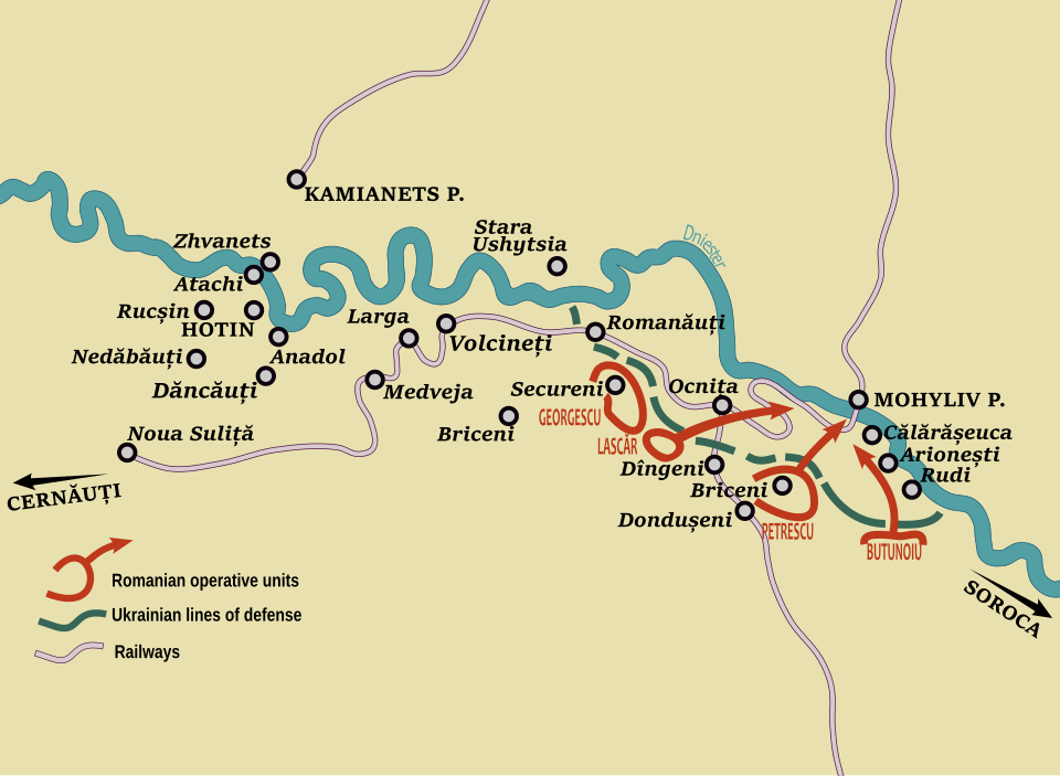 Map of the Khotyn Uprising of January 1919