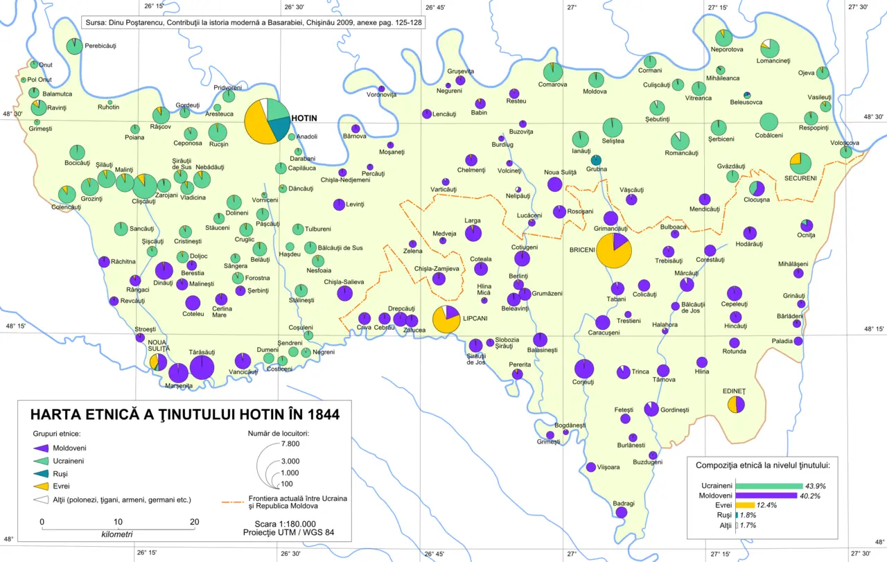 Modern reconstruction of Hotin district in 1844 by Andrein/ArdadN, based on Dinu Poștarencu’s 2009 study
