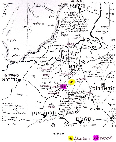Lida uezd map from yizkor