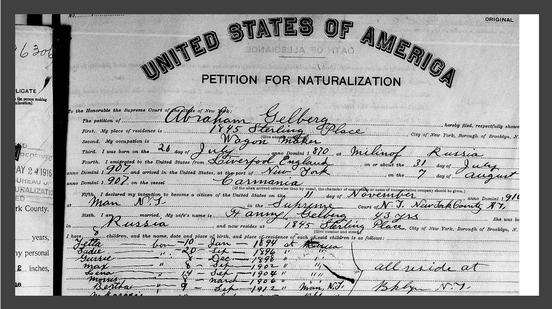 Abraham Gelberg's Petition for Naturalization