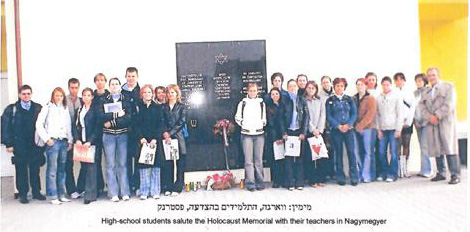High School students at Holocaust Memorial in Vel'ký Meder