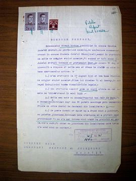 Typed petition by Rochus Straub to the prefect with revenue stamps