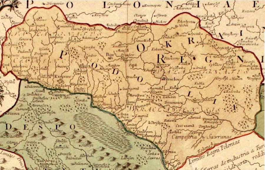 1769 map of Podolia with Savran labeled Savrana
