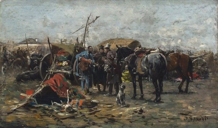 Józef Brandt painting of a fair in Balta, Podolia, circa 1885 to 1886