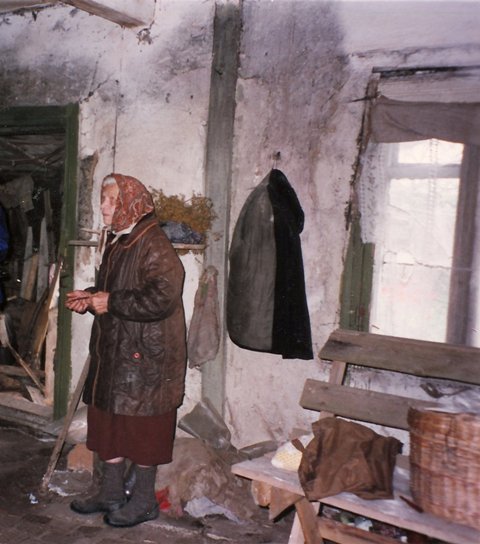 Old woman wearing babushka, 1996