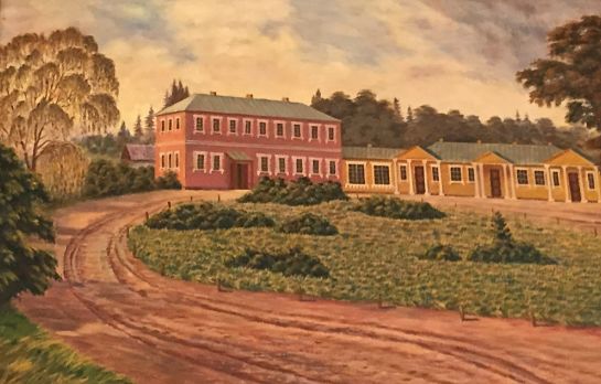 An artist's version of the Branicki estate as photographed by Dan Herverd during a visit to the Stavisht Museum, 2014.