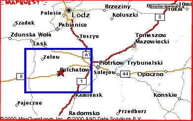 [map of Belchatow area of Poland]