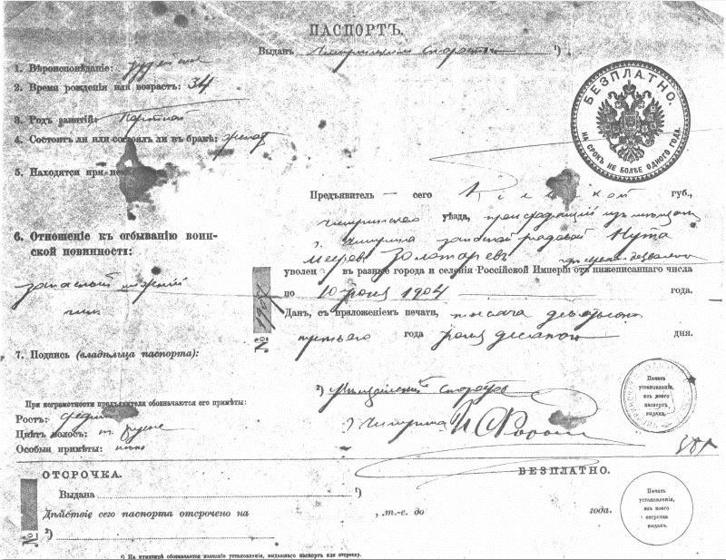 Nathan Zolotarev internal passport