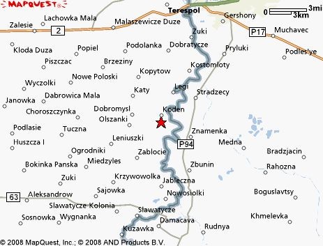 Map of the location of Koden, Poland