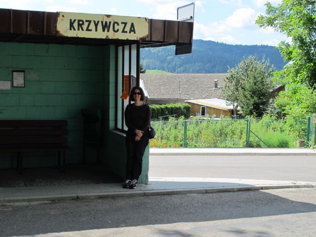 Joy at
                      Krzywca bus stop.