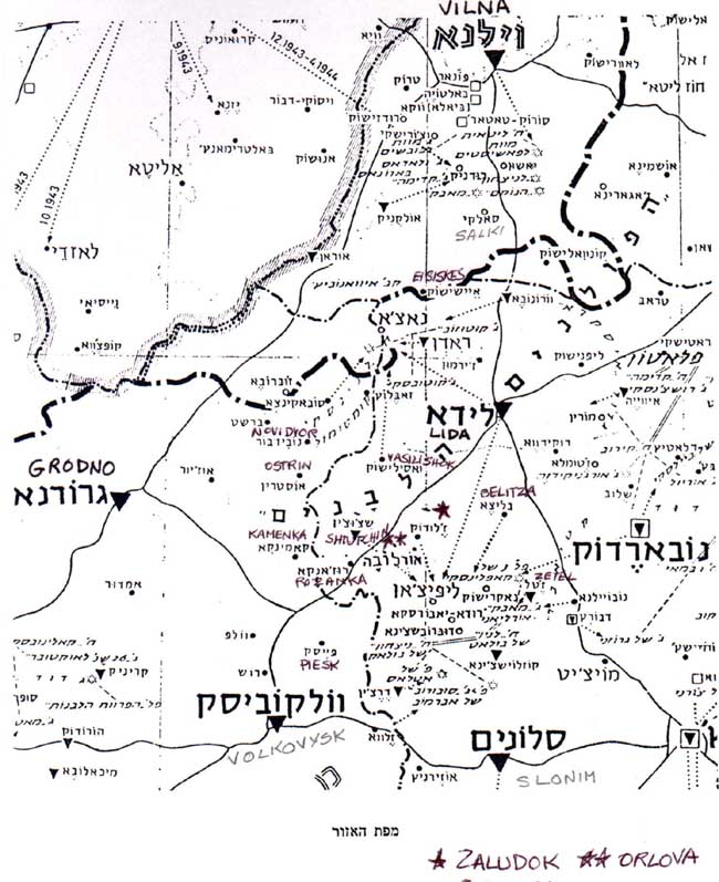 Lida uezd map from yizkor