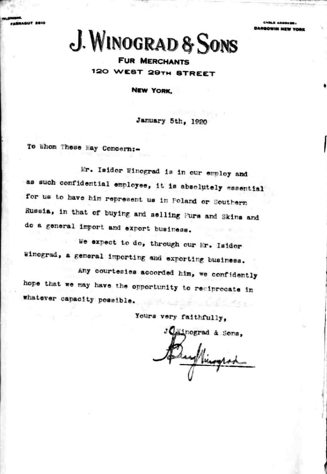 Bank Reference Letter Draft