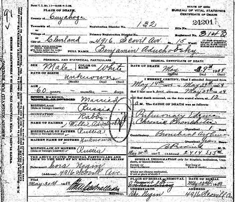 death certificates cleveland ohio lyakhovichi cuyahoga county 1906