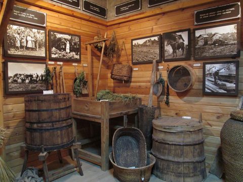 Agricultural implements at the Folk Museum in Motol