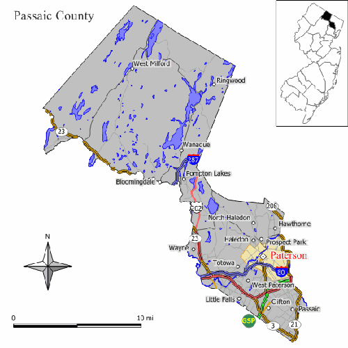 Map of Paterson and Passaic County