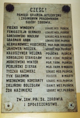 Plaque Names Plonsk Memorial