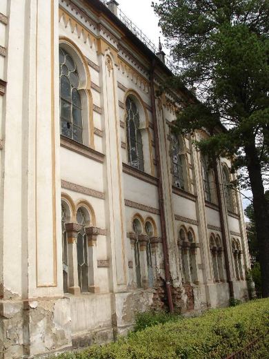 The synagogue’s side façade, Vatra Dornei