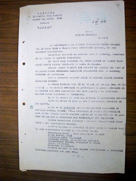 Typed secret order of the Rădăuți prefecture to the city police, July 1941