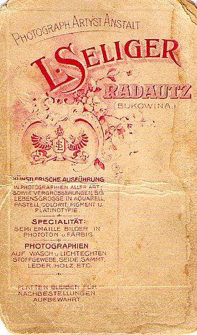 L. Seliger - Photographer in Radautz, Bukowina