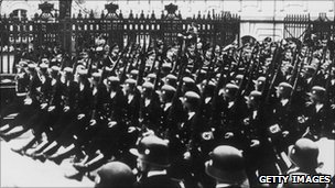 SS troops marching in Berlin, 1939