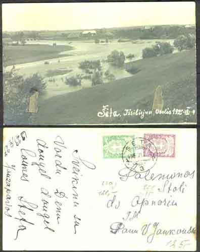 postcard of 1925 Obelis River flood