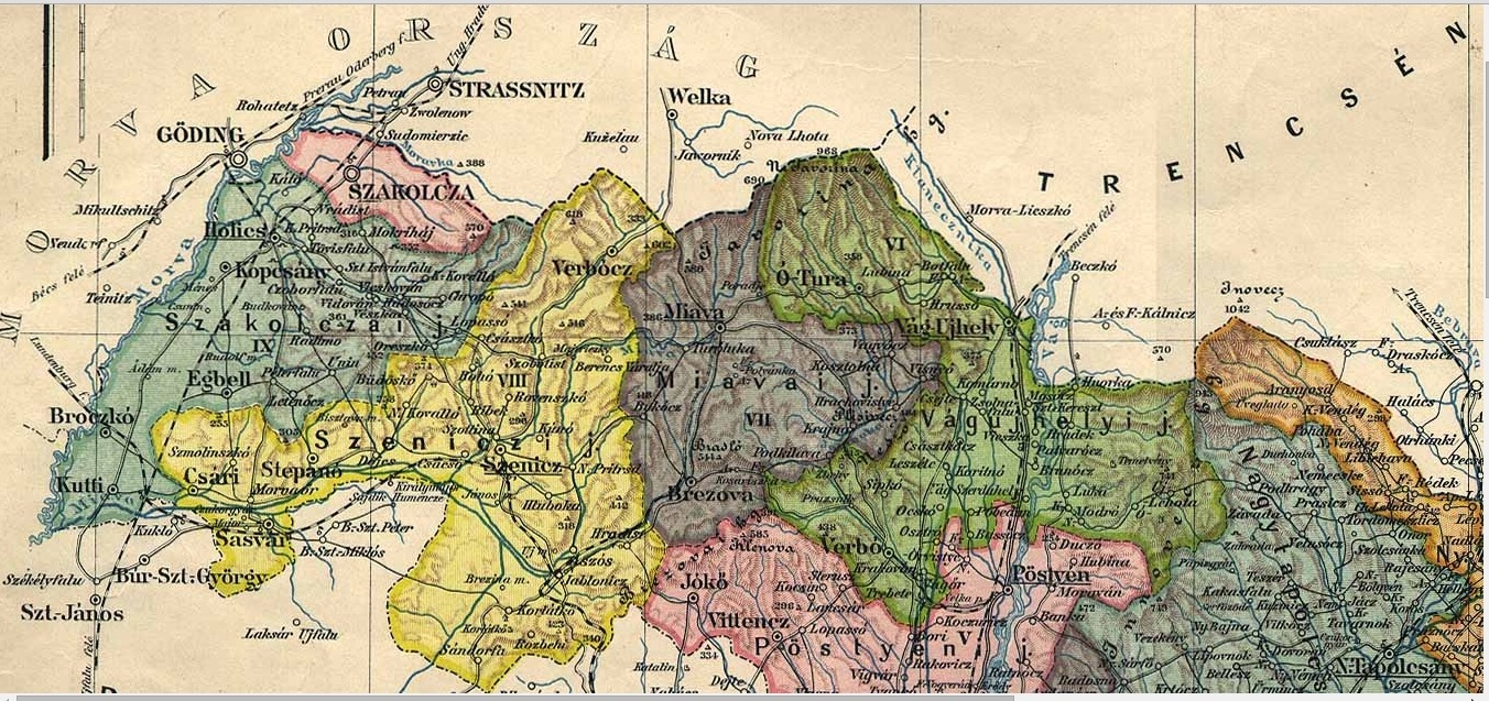 1854 map, Skalica in the top North
            - West.