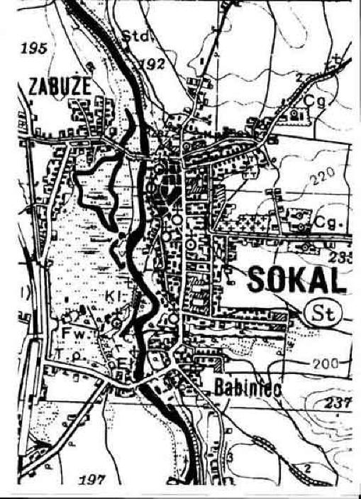 Old Polish map of Sokal