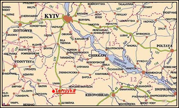 Ternivka on the map of Ukraine