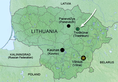 Relief map of Lithuania