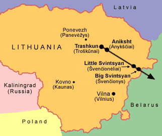 route through Lithuania