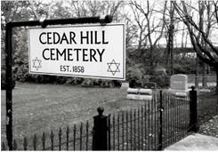 Image of Cedar Hill Cemetery gate. Photo courtesyof Congregation Anshe Emeth.